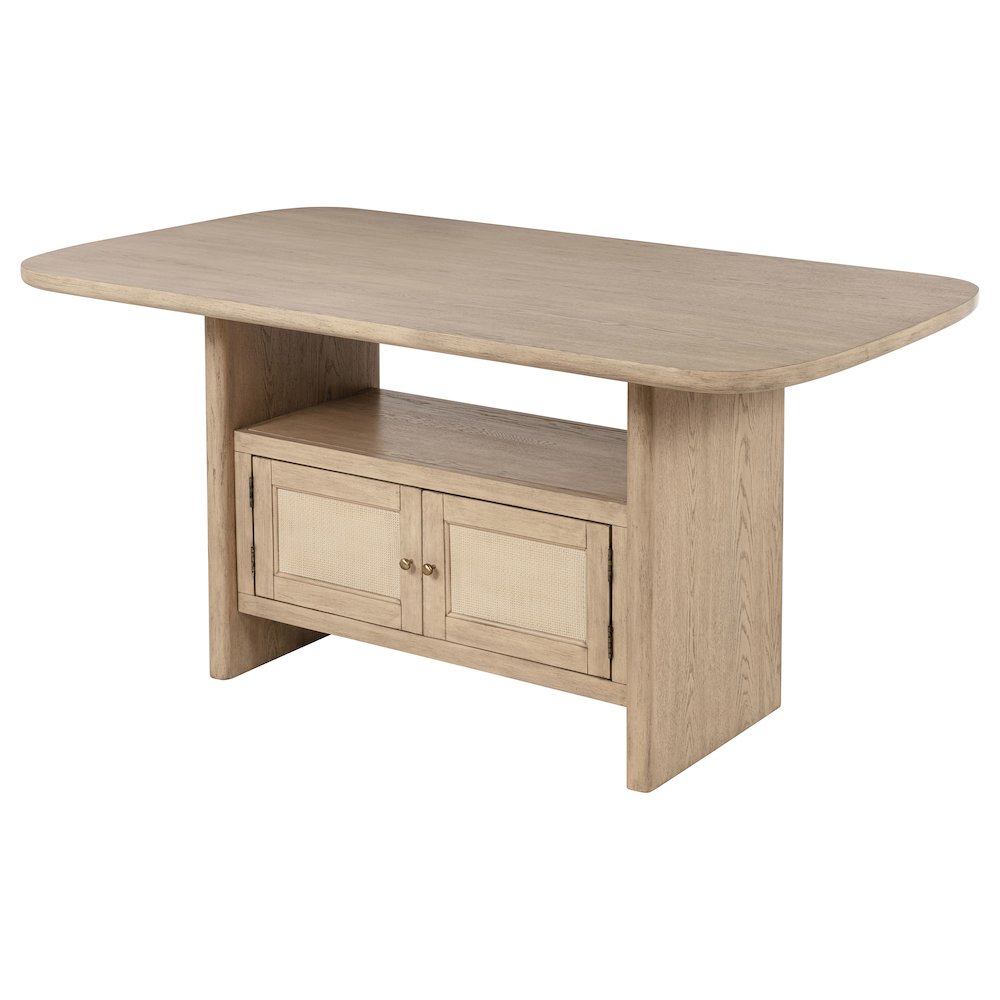 Kailani Cane Counter Height Storage Dining Table Beige Oak. Picture 5