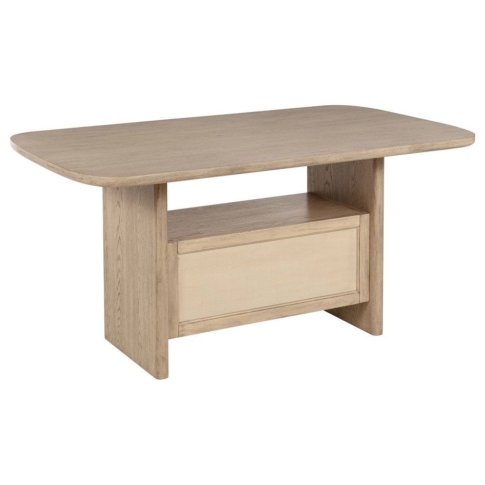 Kailani Cane Counter Height Storage Dining Table Beige Oak. Picture 7