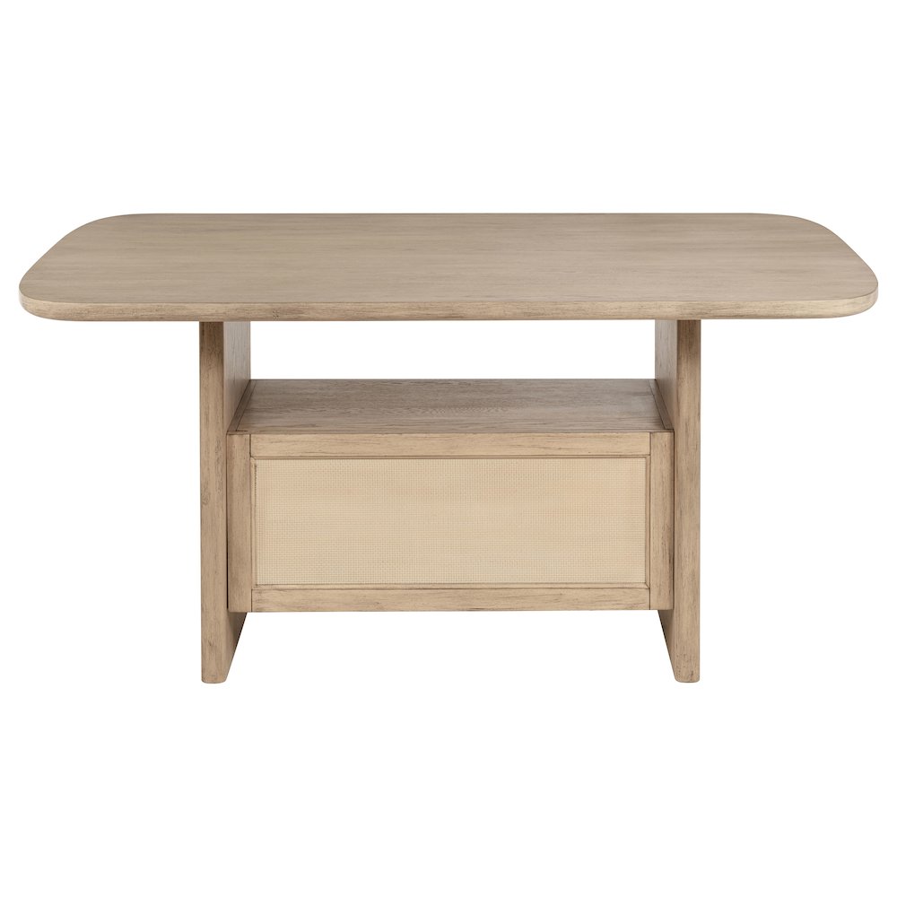 Kailani Cane Counter Height Storage Dining Table Beige Oak. Picture 8