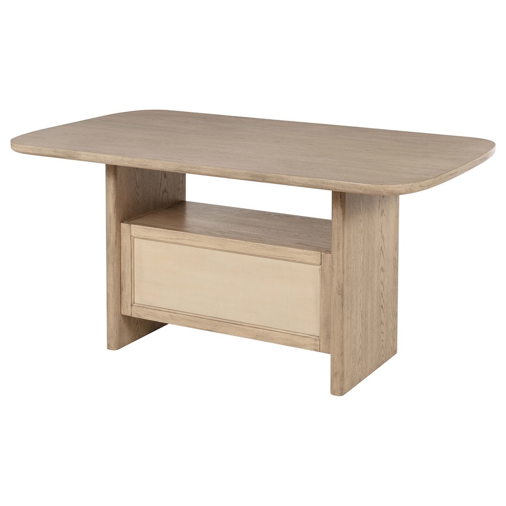 Kailani Cane Counter Height Storage Dining Table Beige Oak. Picture 9