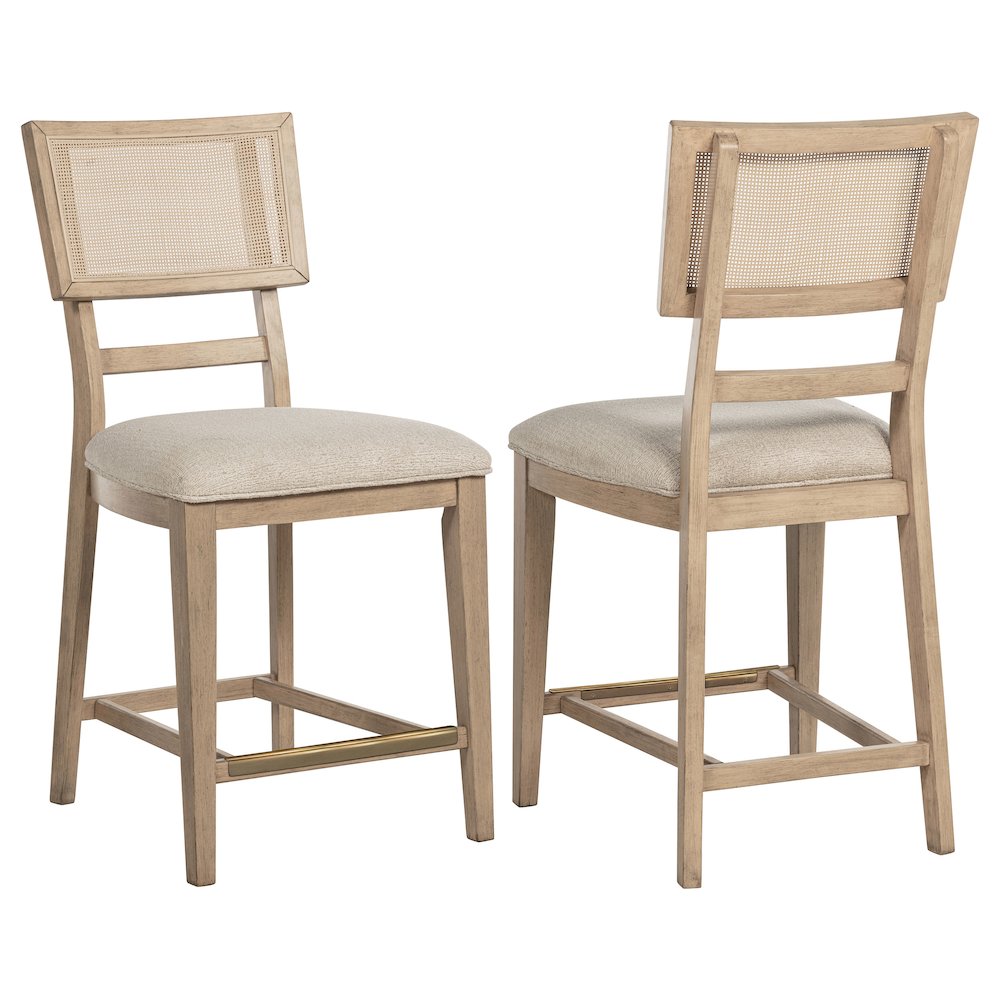 Kailani Radio Weave Cane Counter Dining Side Chair Beige Oak. Picture 1