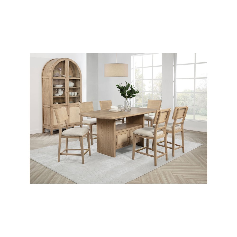 Kailani Radio Weave Cane Counter Dining Side Chair Beige Oak. Picture 13