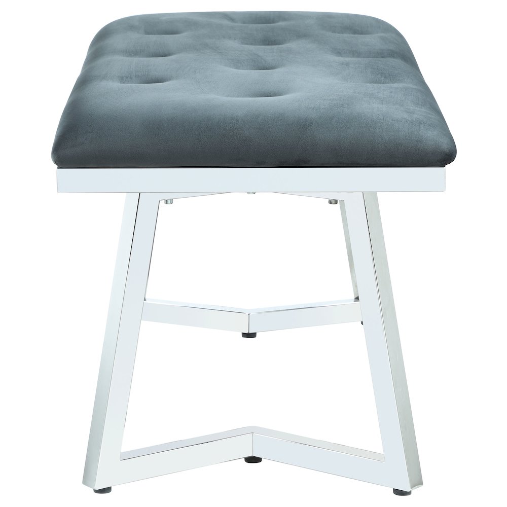 Beaufort Velvet Upholstered Dining Bench Steel Grey. Picture 5