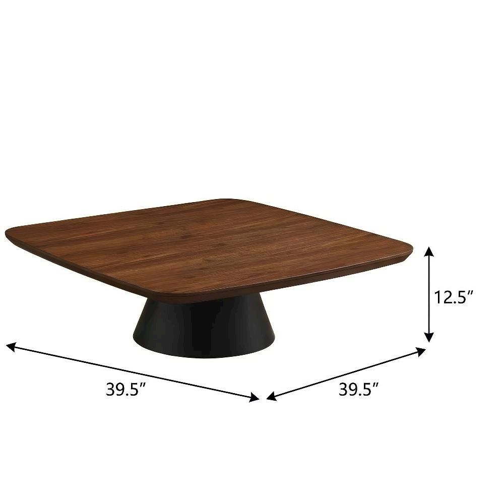 Walnut and Black 2-Piece Coffee and End Table Set with Contemporary Style. Picture 4