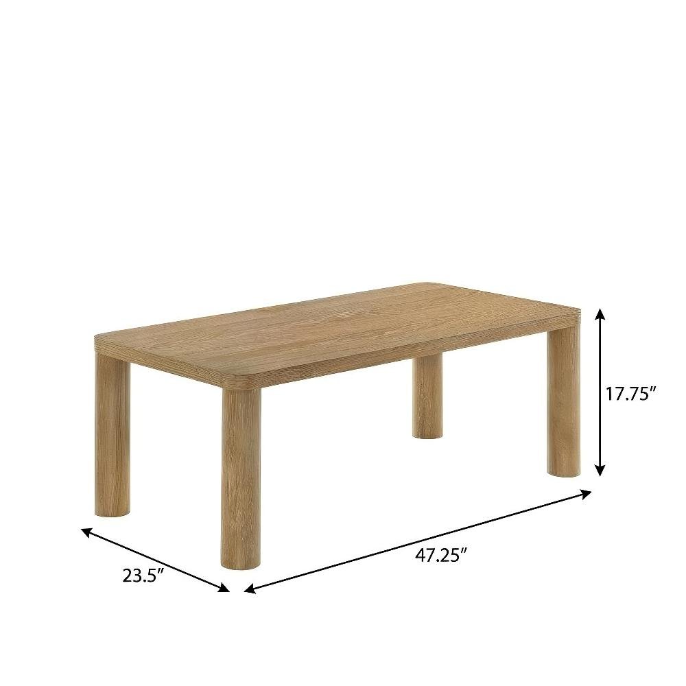 Light Oak 3-Piece Coffee Table Set with Rectangular Top and End Tables. Picture 4