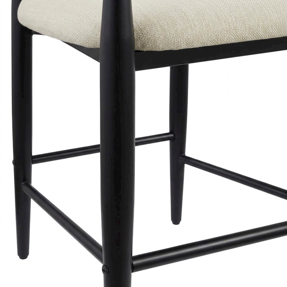 Beige Fabric Upholstered Counter Chairs Set of 2 with Contemporary Style. Picture 6
