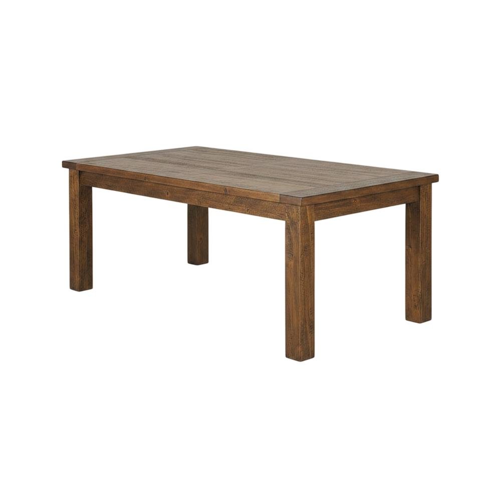 Rustic Golden Brown Dining Set with Rectangular Table and Comfortable Chairs. Picture 4