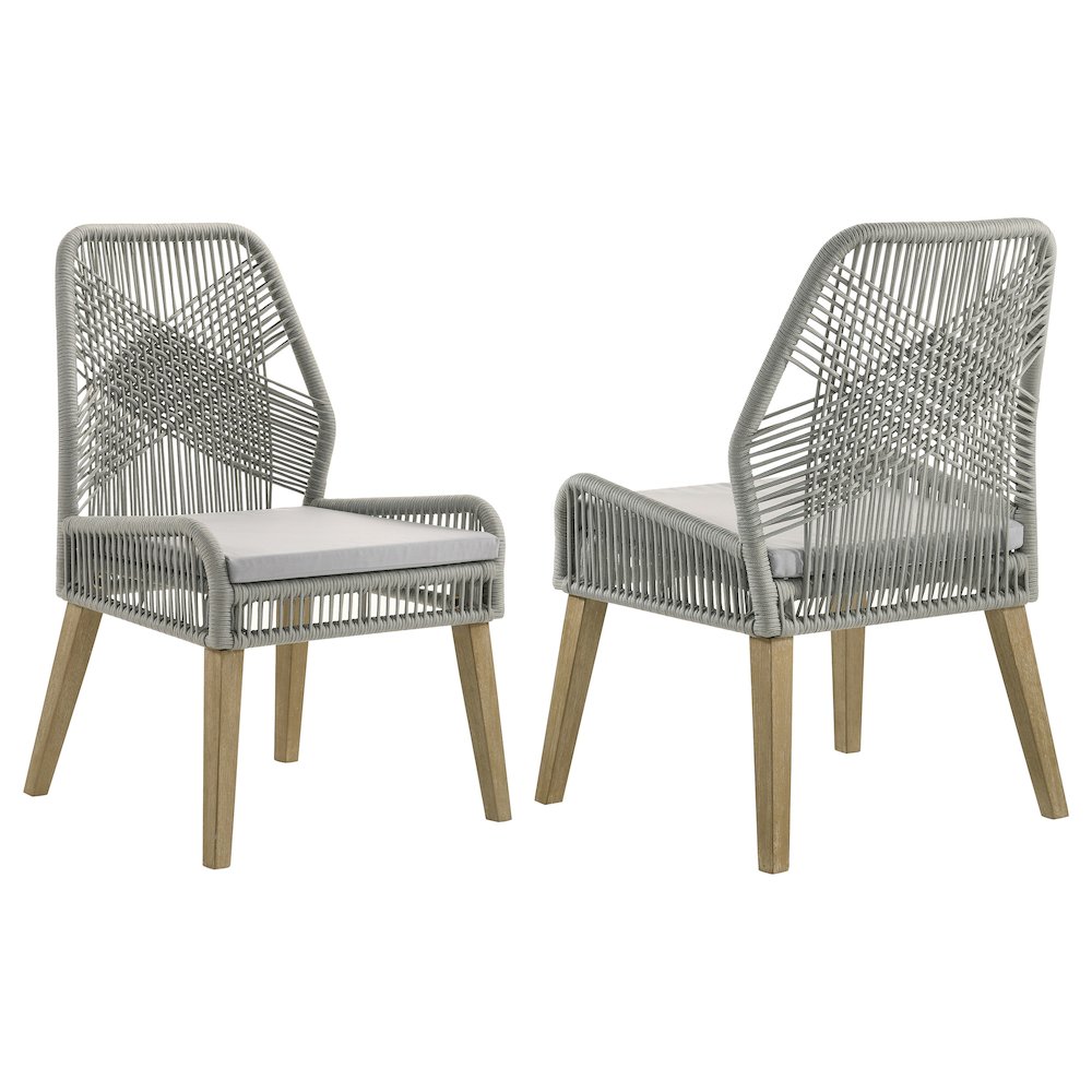Nakia Woven Rope Dining Side Chairs Grey (Set of 2). Picture 1