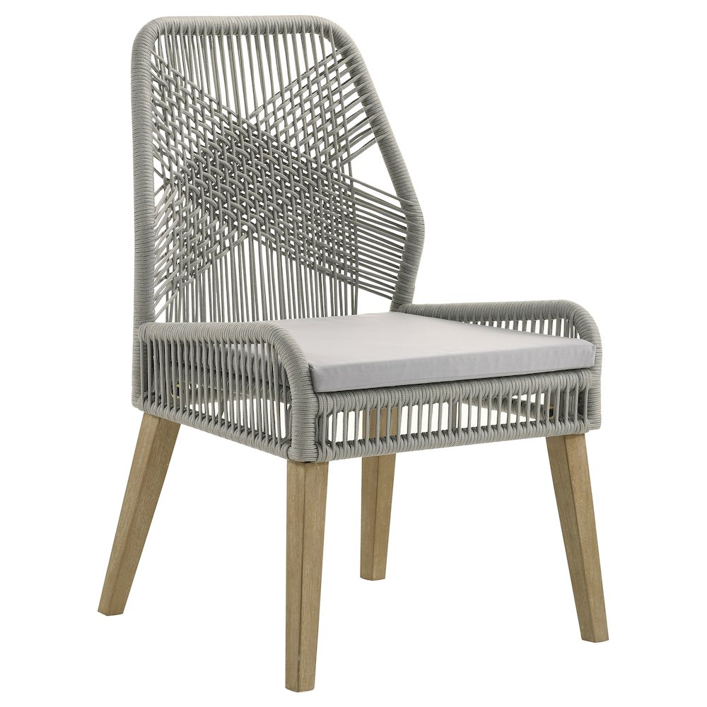 Nakia Woven Rope Dining Side Chairs Grey (Set of 2). Picture 3