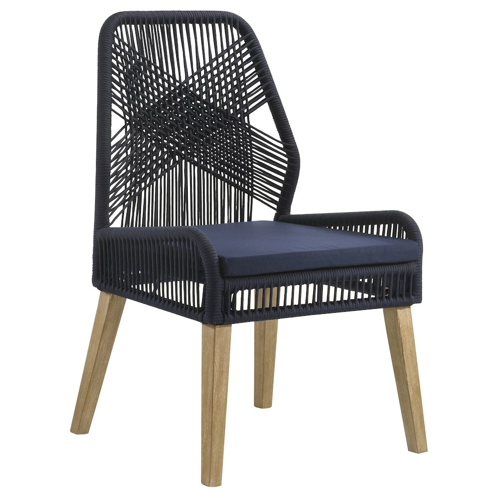 Nakia Woven Rope Dining Side Chairs Dark Navy (Set of 2). Picture 3