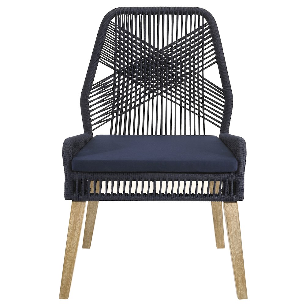 Nakia Woven Rope Dining Side Chairs Dark Navy (Set of 2). Picture 4