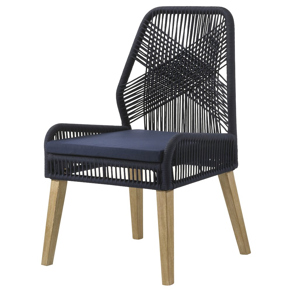 Nakia Woven Rope Dining Side Chairs Dark Navy (Set of 2). Picture 5