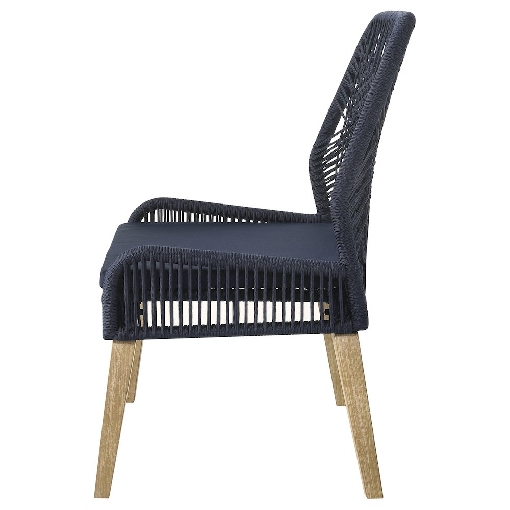 Nakia Woven Rope Dining Side Chairs Dark Navy (Set of 2). Picture 6