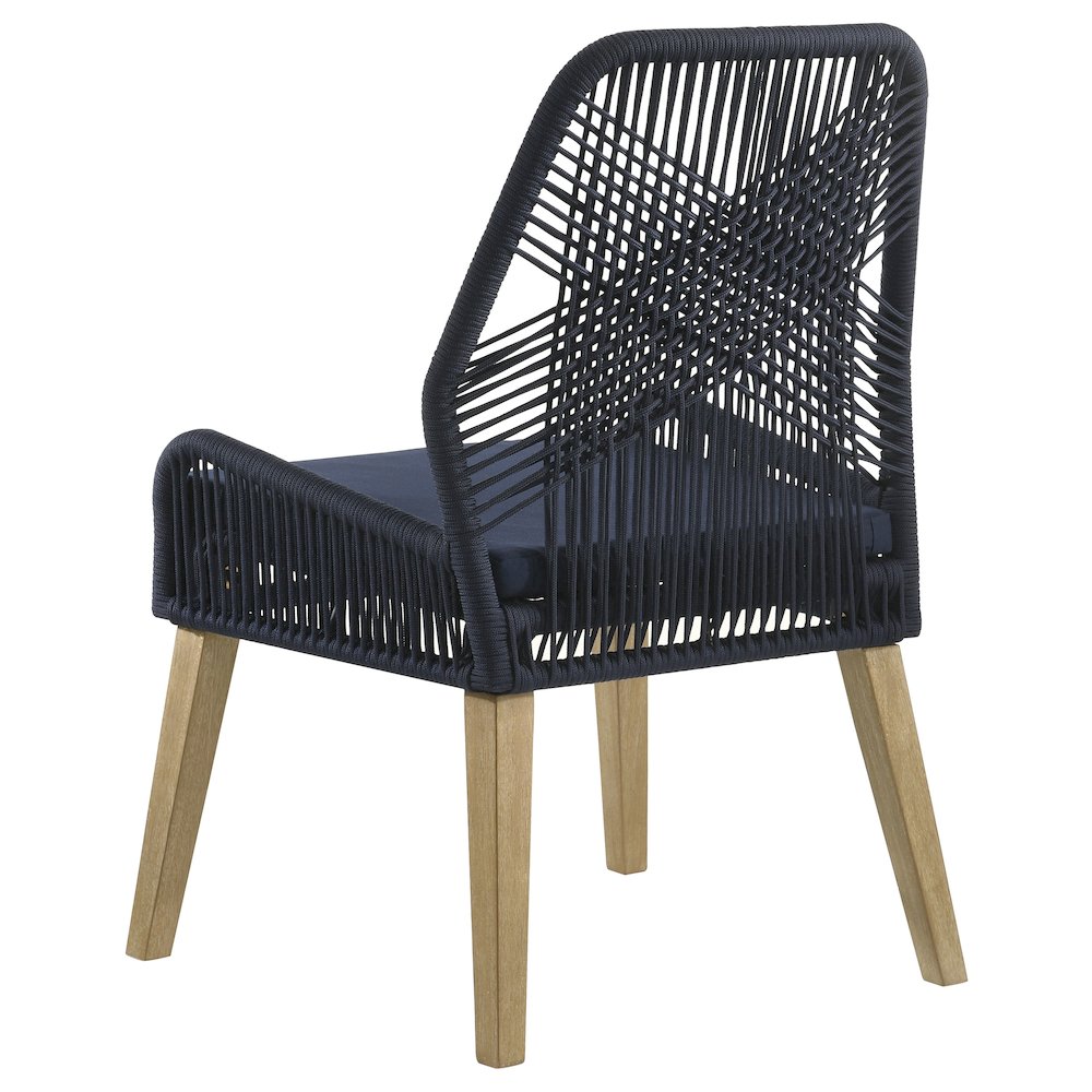 Nakia Woven Rope Dining Side Chairs Dark Navy (Set of 2). Picture 7