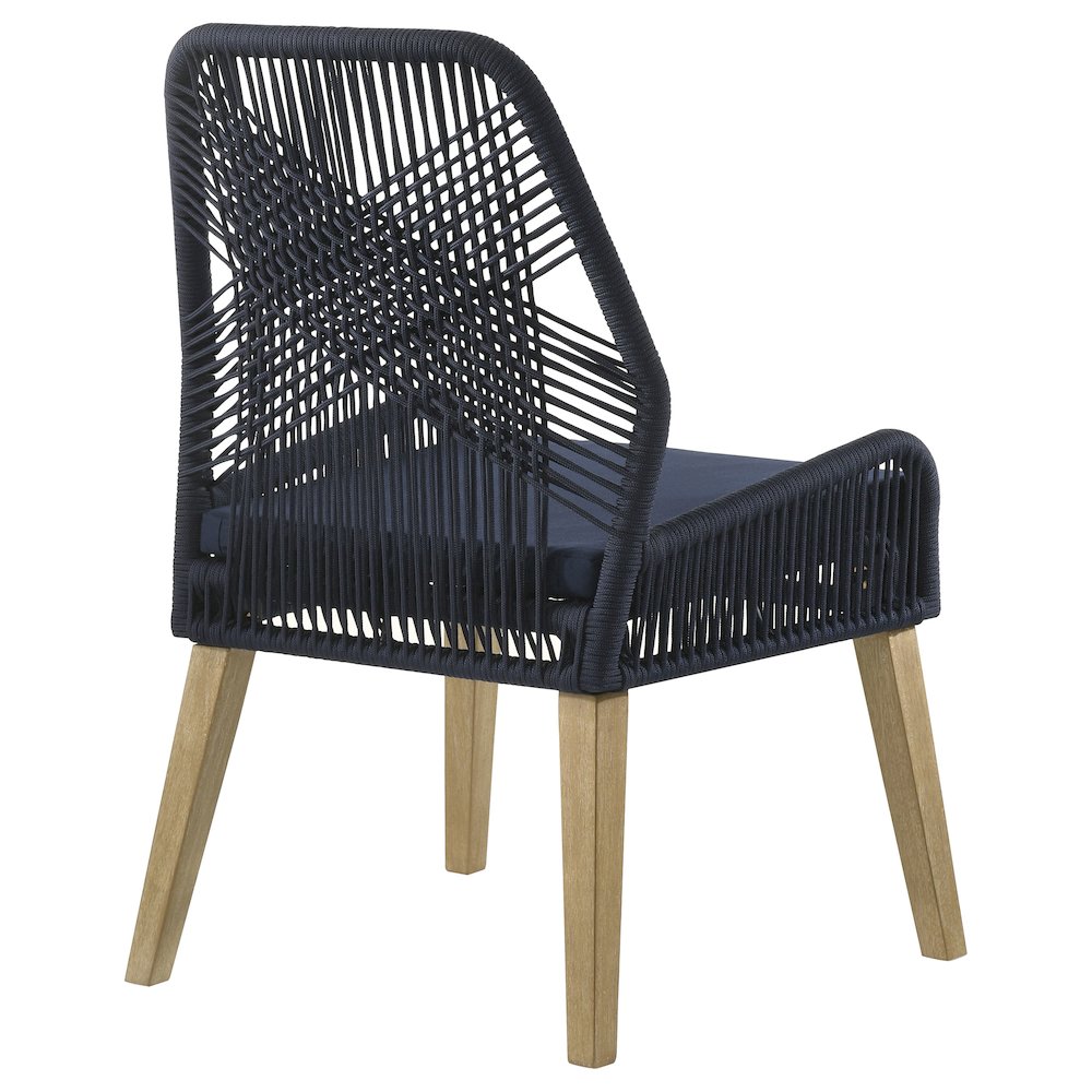 Nakia Woven Rope Dining Side Chairs Dark Navy (Set of 2). Picture 8