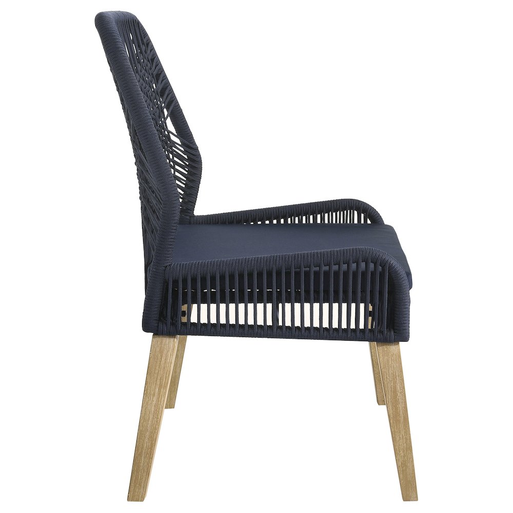 Nakia Woven Rope Dining Side Chairs Dark Navy (Set of 2). Picture 9