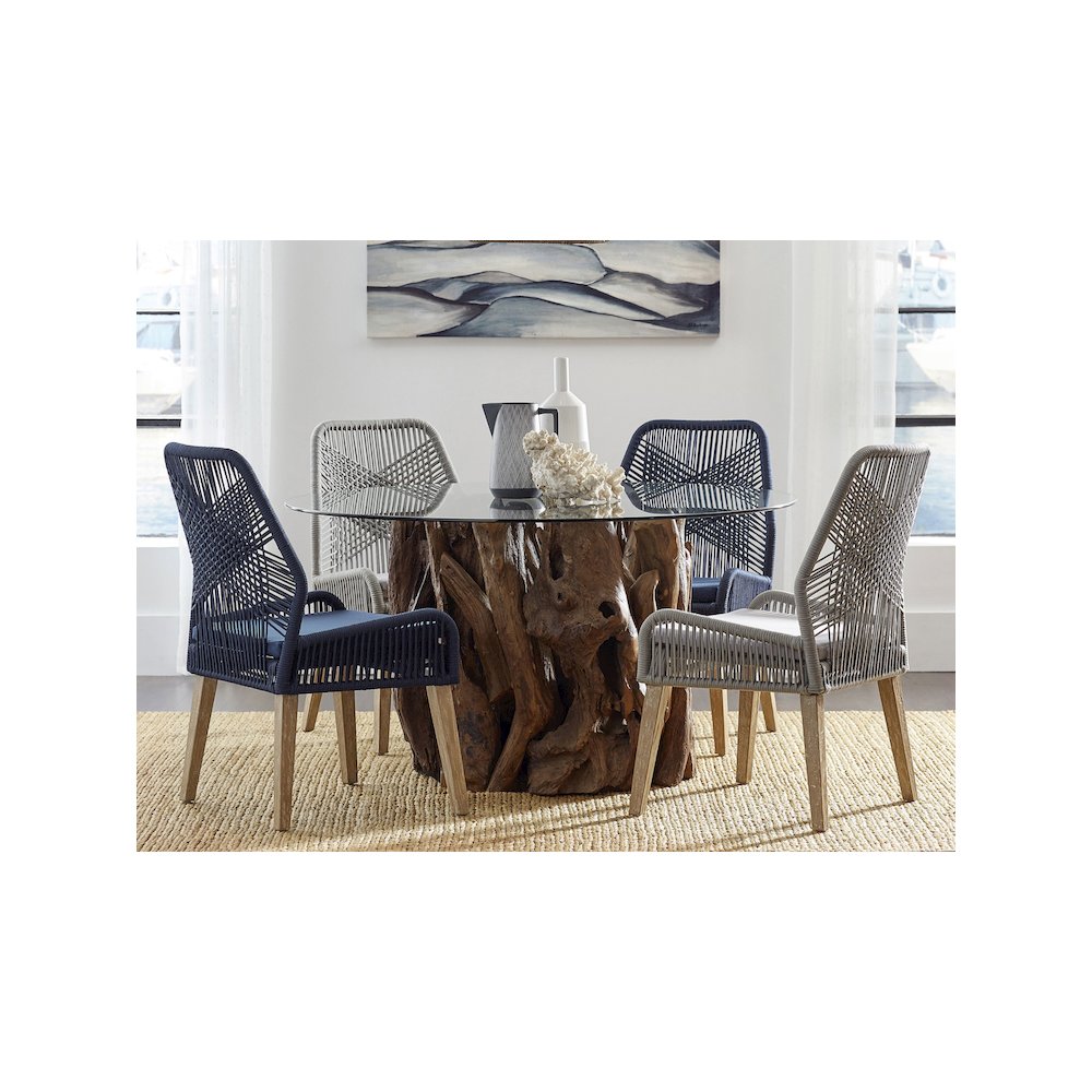 Nakia Woven Rope Dining Side Chairs Dark Navy (Set of 2). Picture 12