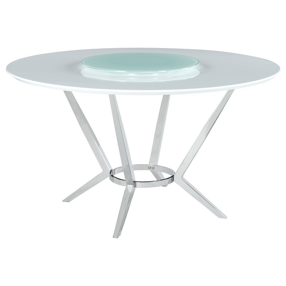 Abby Round 54-inch Lazy Susan Dining Table White High Gloss. Picture 1