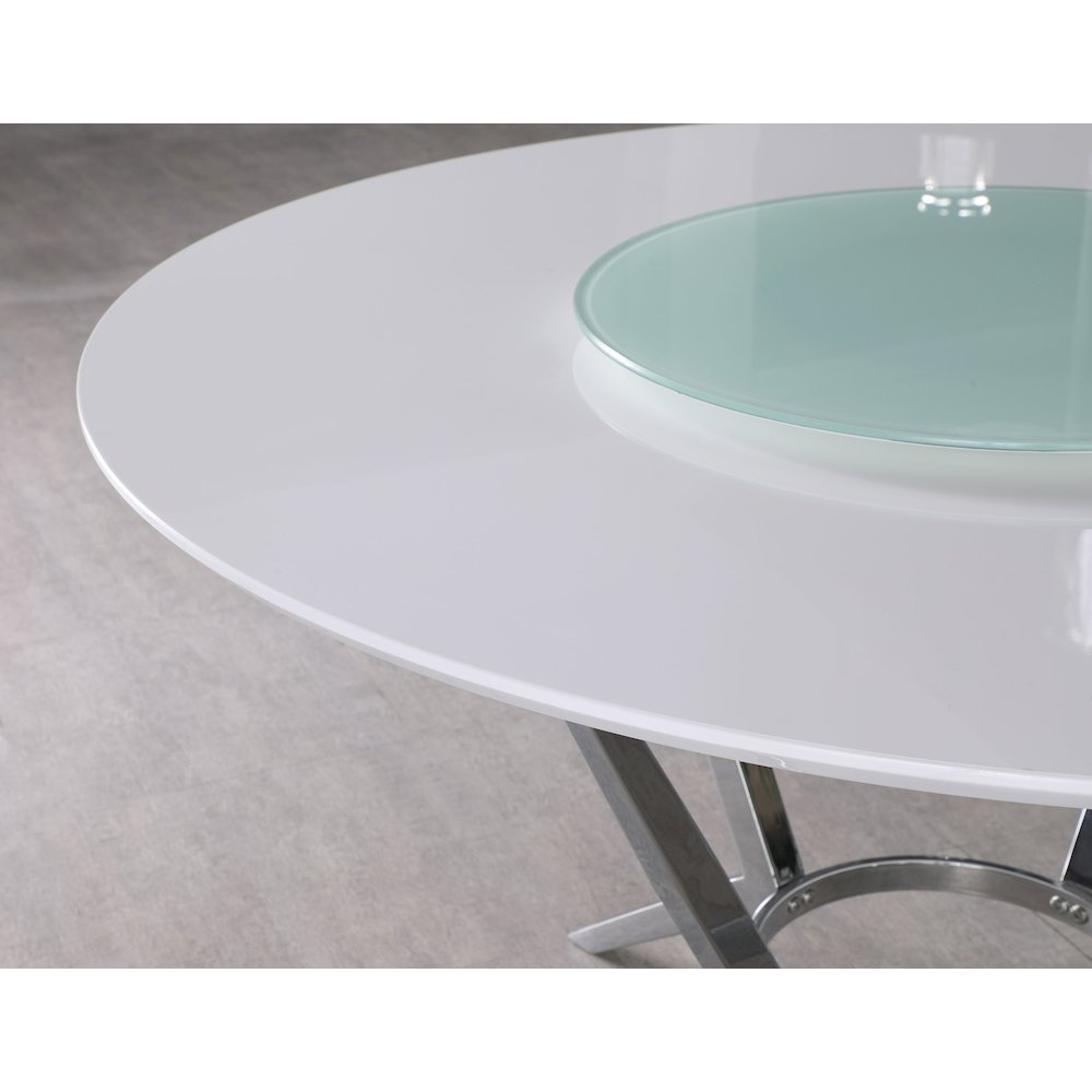 Abby Round 54-inch Lazy Susan Dining Table White High Gloss. Picture 6