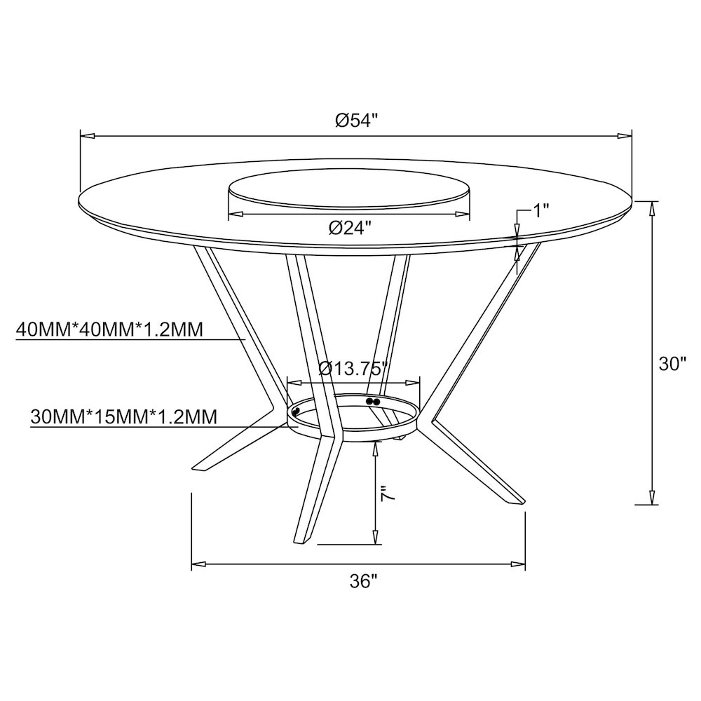 Abby Round 54-inch Lazy Susan Dining Table White High Gloss. Picture 7