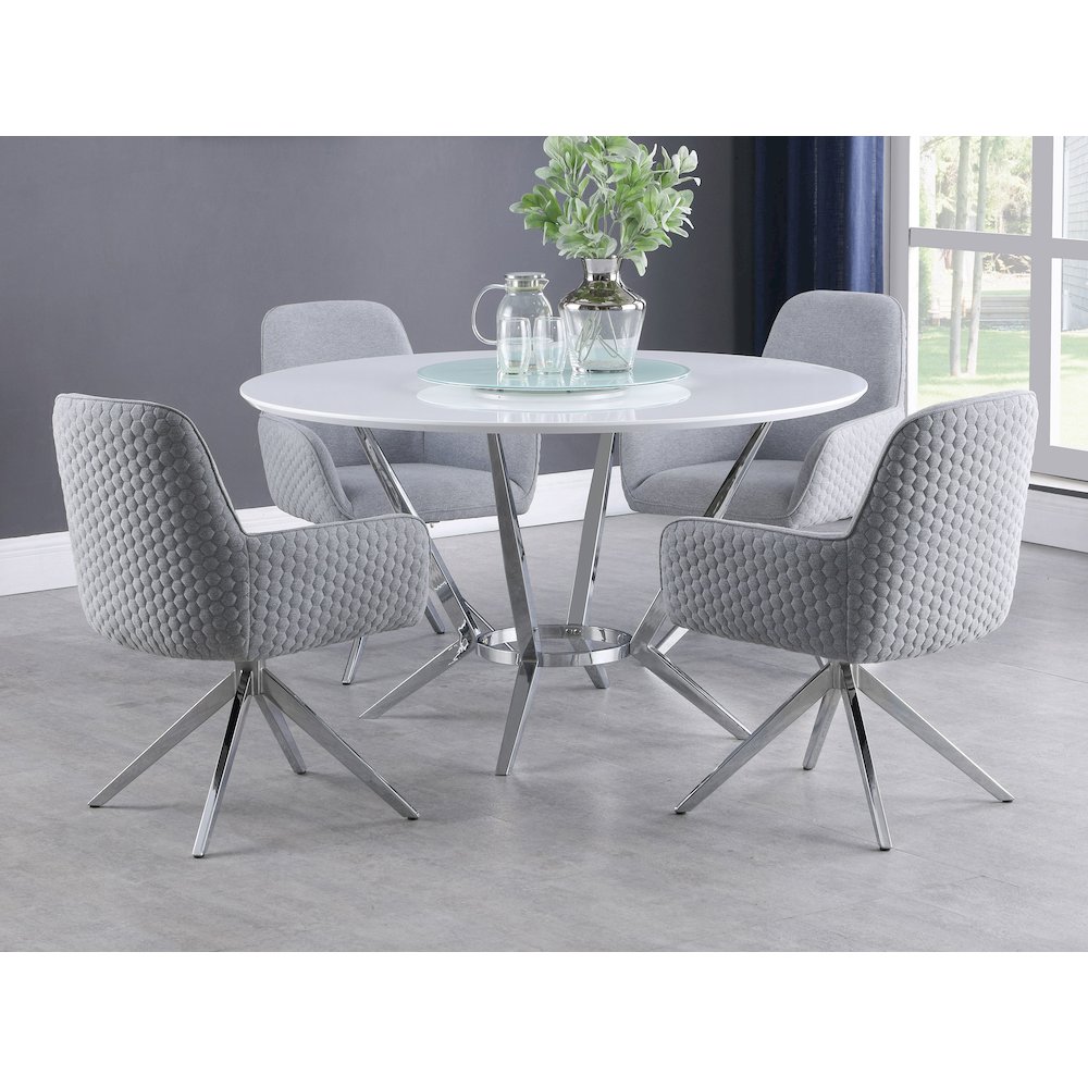 Abby Round 54-inch Lazy Susan Dining Table White High Gloss. Picture 5