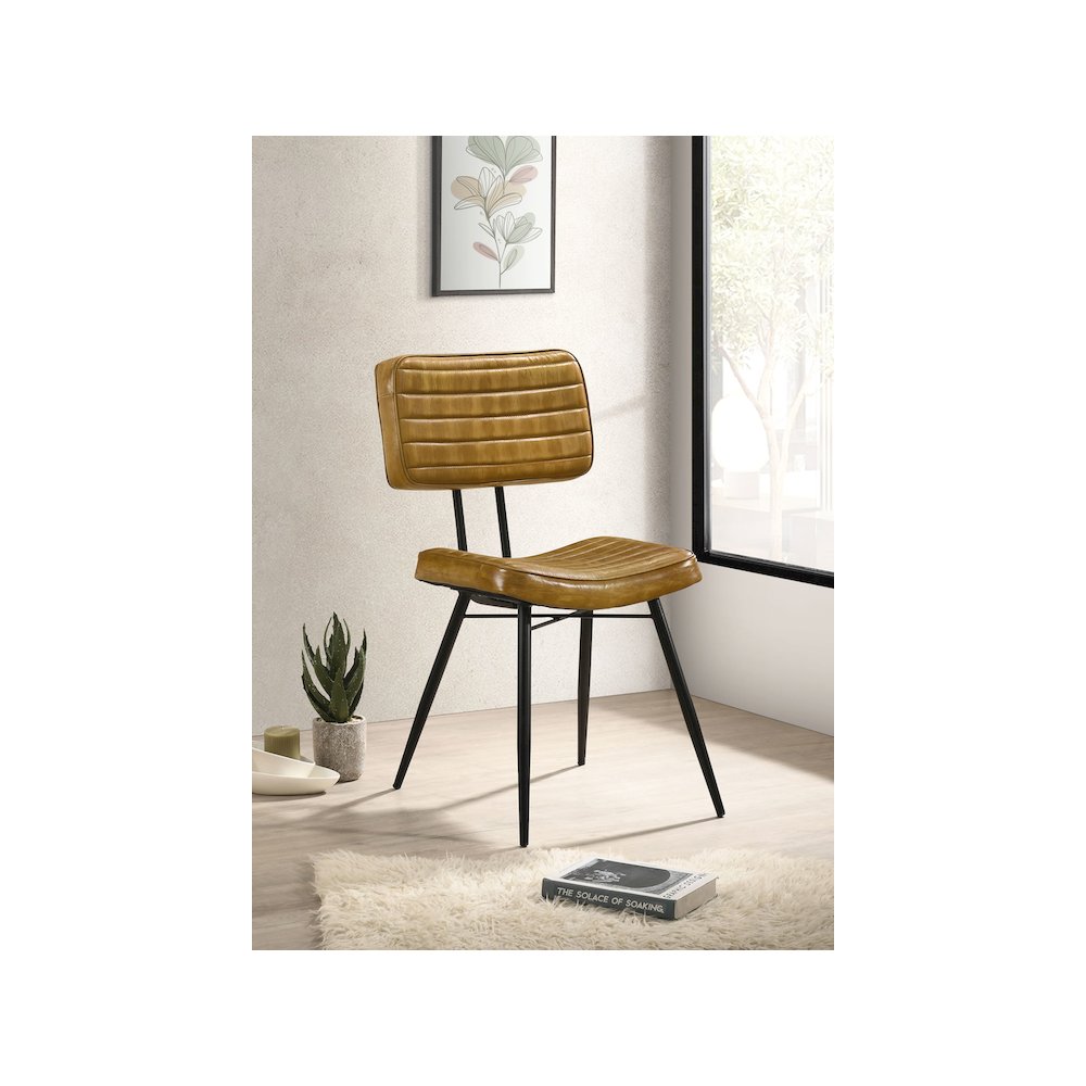 Misty Leather Upholstered Dining Side Chair Camel (Set of 2). Picture 10