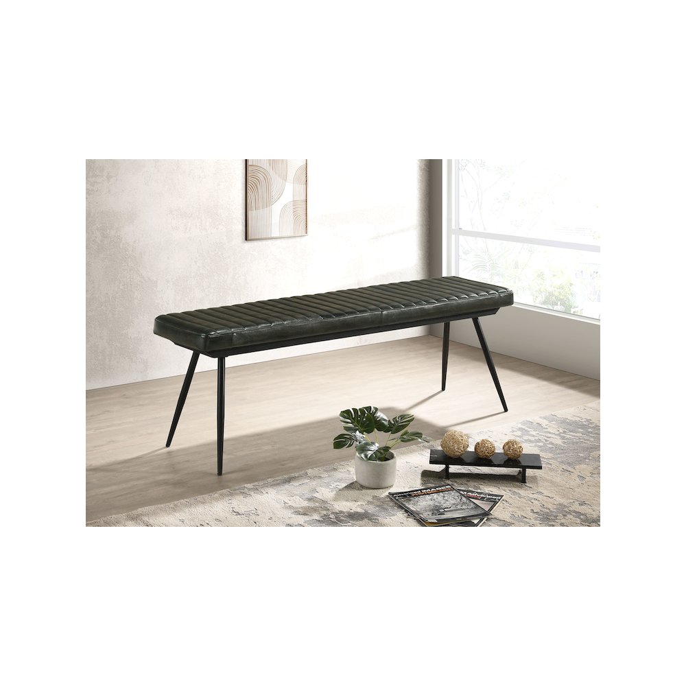 Misty Leather Upholstered Dining Bench Antique Espresso. Picture 4