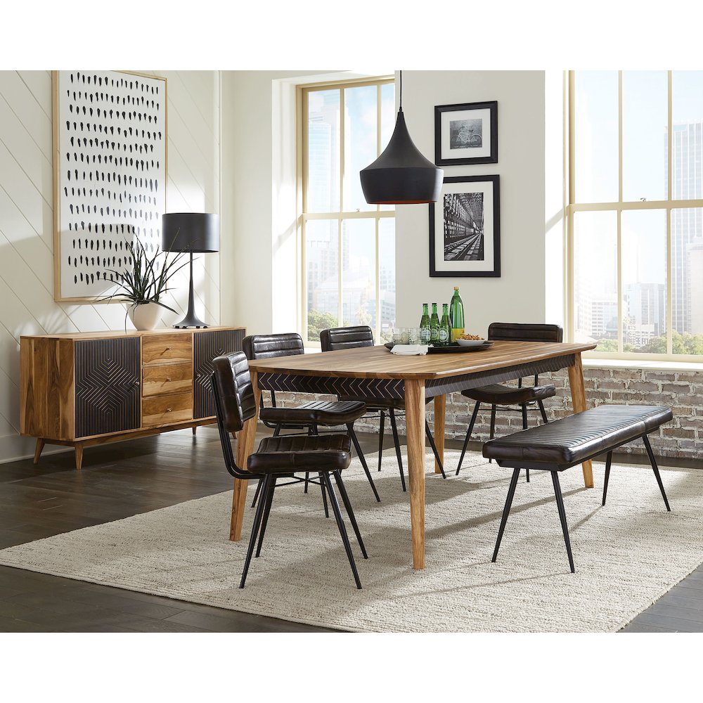 Misty Leather Upholstered Dining Bench Antique Espresso. Picture 6