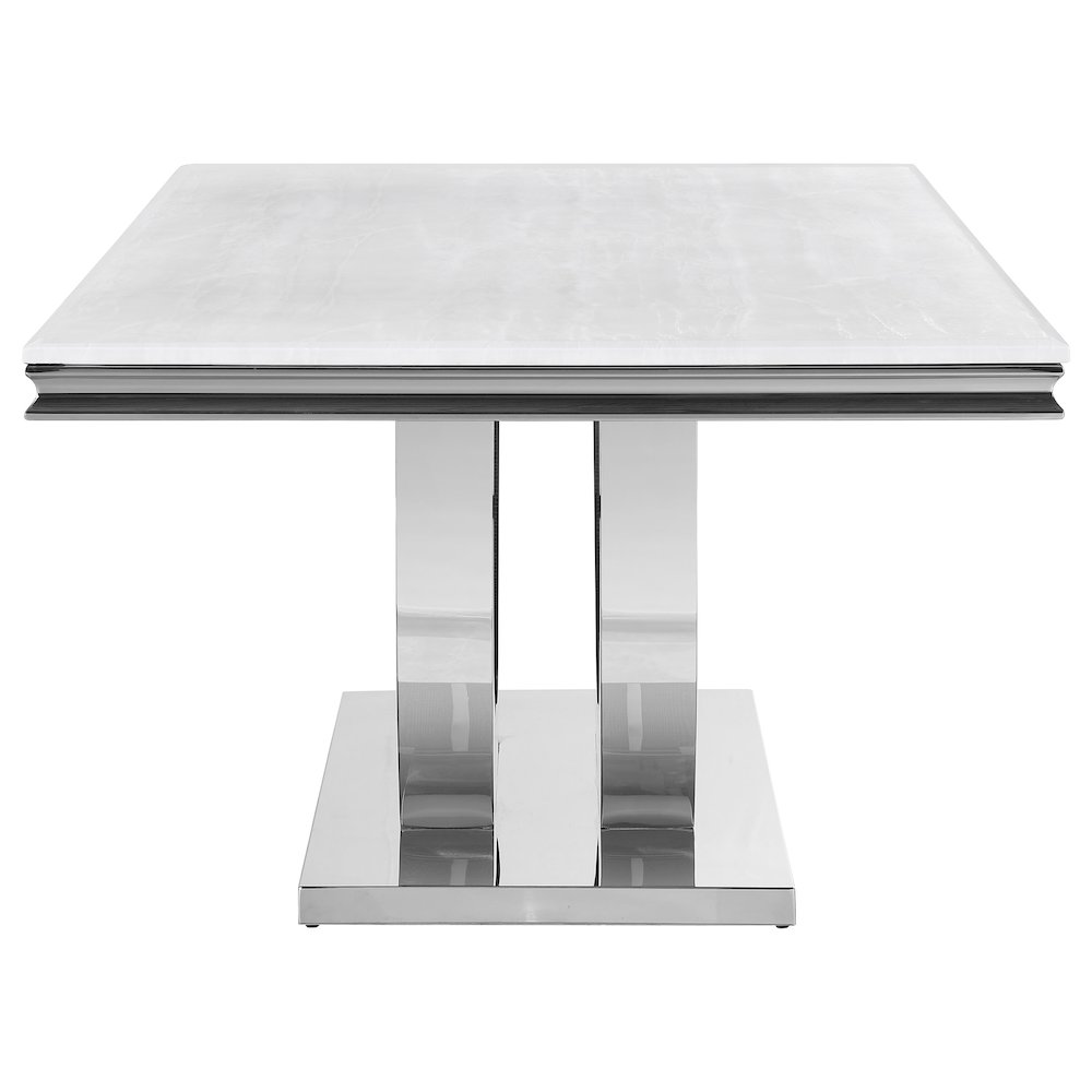Kerwin Rectangular 71-inch Stone Top Dining Table White. Picture 4