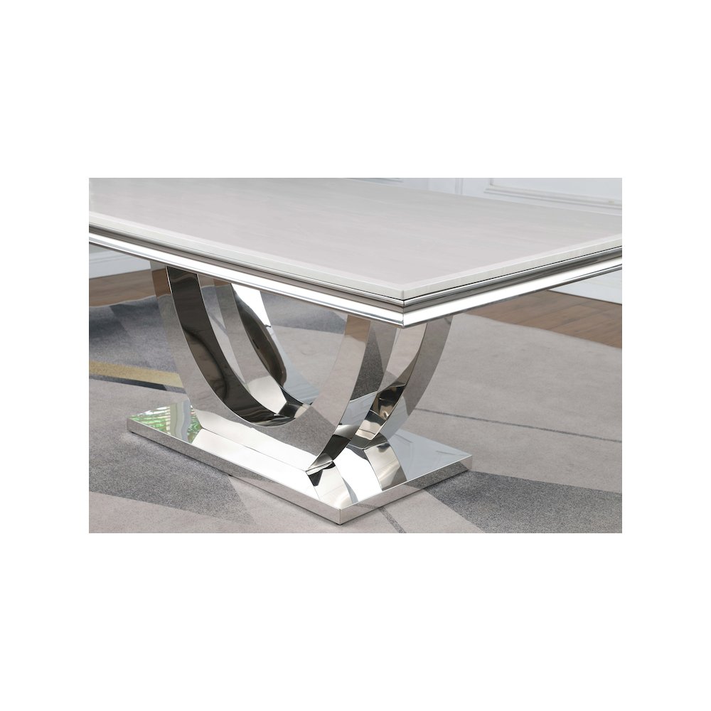 Kerwin Rectangular 71-inch Stone Top Dining Table White. Picture 9