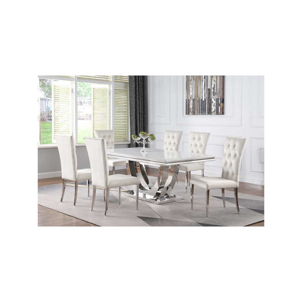 Kerwin Rectangular 71-inch Stone Top Dining Table White. Picture 7