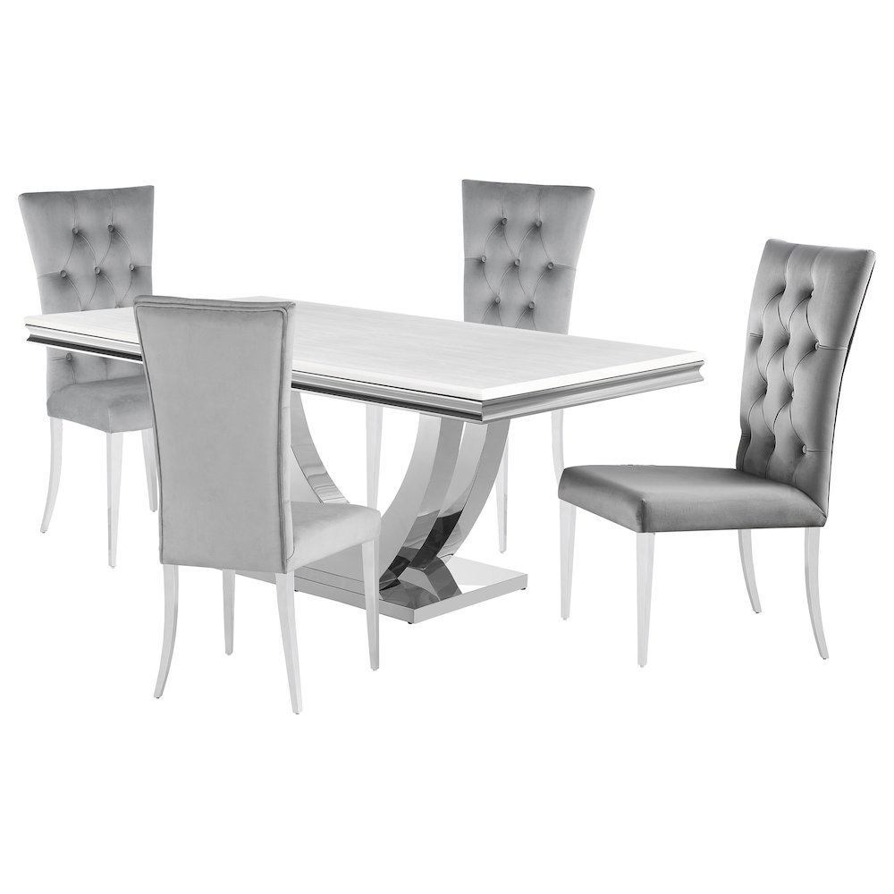 Kerwin 5-piece Rectangular Dining Table Set Grey and Chrome. Picture 1