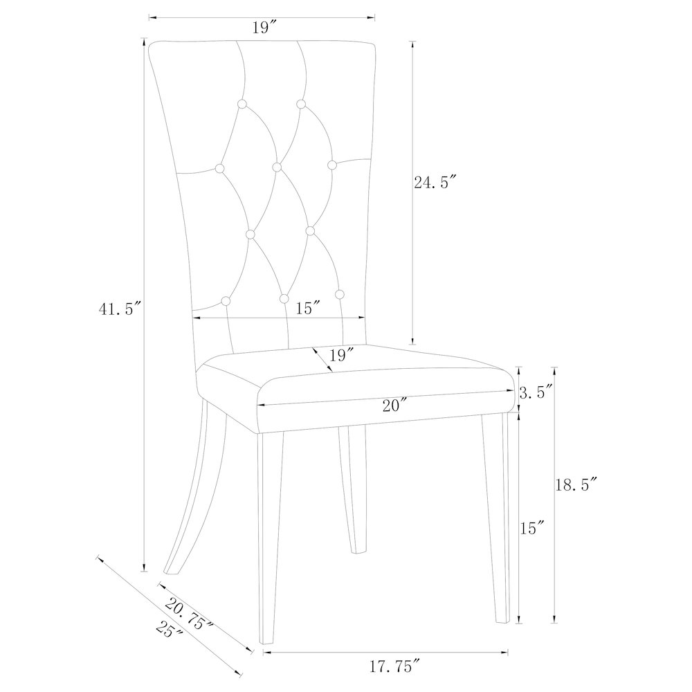Kerwin Velvet Upholstered Dining Side Chair White (Set of 2). Picture 14