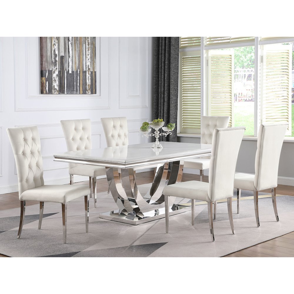 Kerwin Velvet Upholstered Dining Side Chair White (Set of 2). Picture 13
