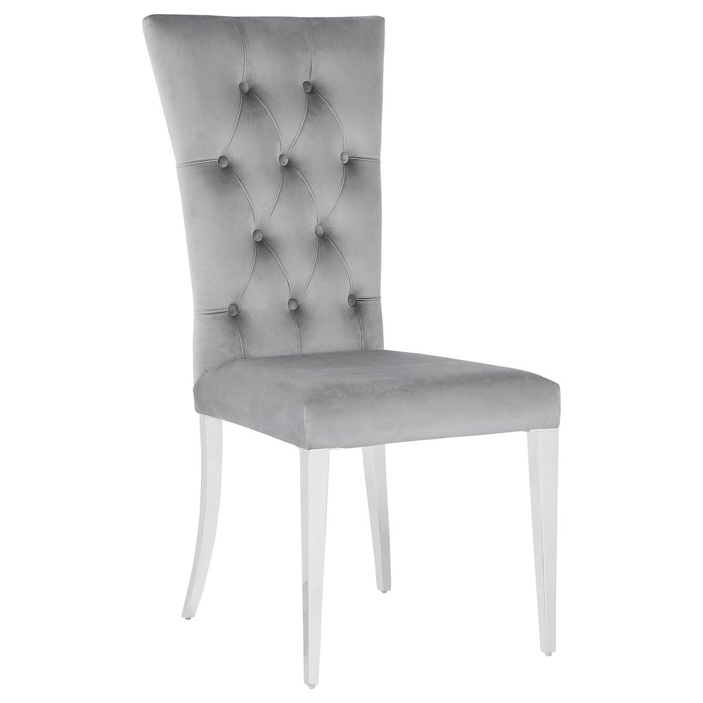 Kerwin Velvet Upholstered Dining Side Chair Grey (Set of 2). Picture 3