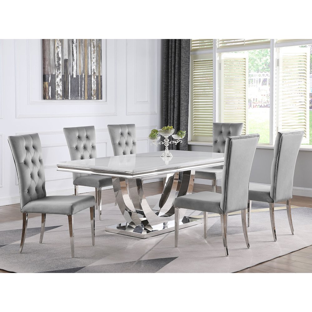 Kerwin Velvet Upholstered Dining Side Chair Grey (Set of 2). Picture 13