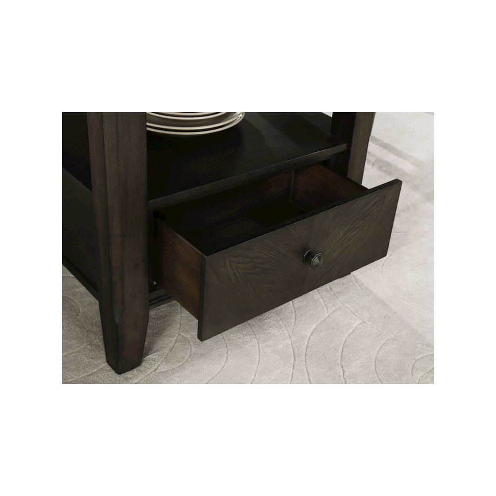 Twyla 60-inch Round Dining Table with Drawer Dark Cocoa. Picture 9