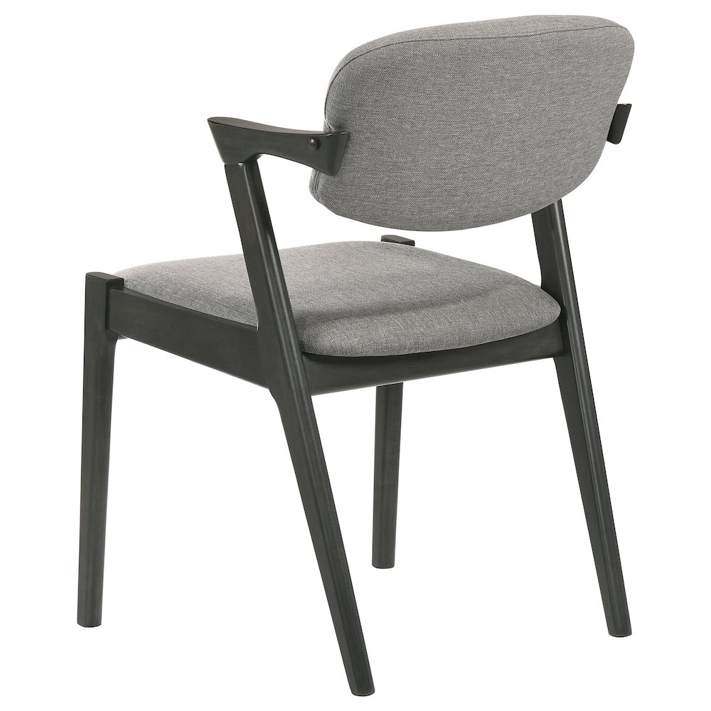 Stevie Padded Wood Dining Arm Chair Black (Set of 2). Picture 7