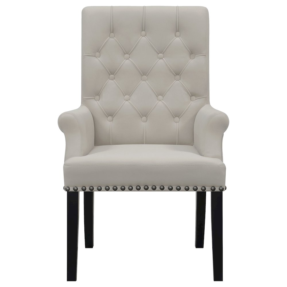 Alana Velvet Upholstered Dining Arm Chair Sand. Picture 3