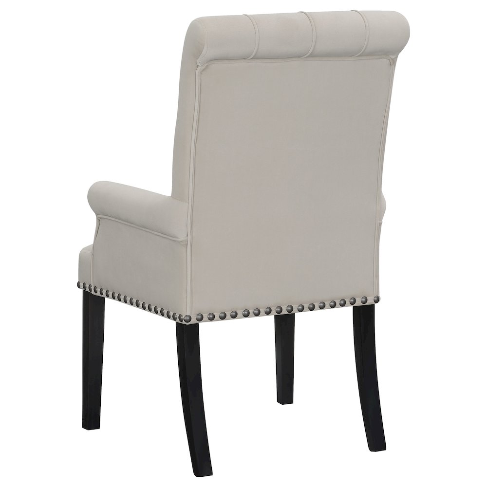 Alana Velvet Upholstered Dining Arm Chair Sand. Picture 6