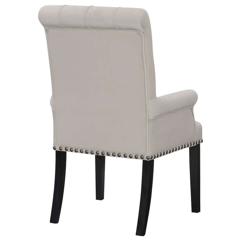 Alana Velvet Upholstered Dining Arm Chair Sand. Picture 7