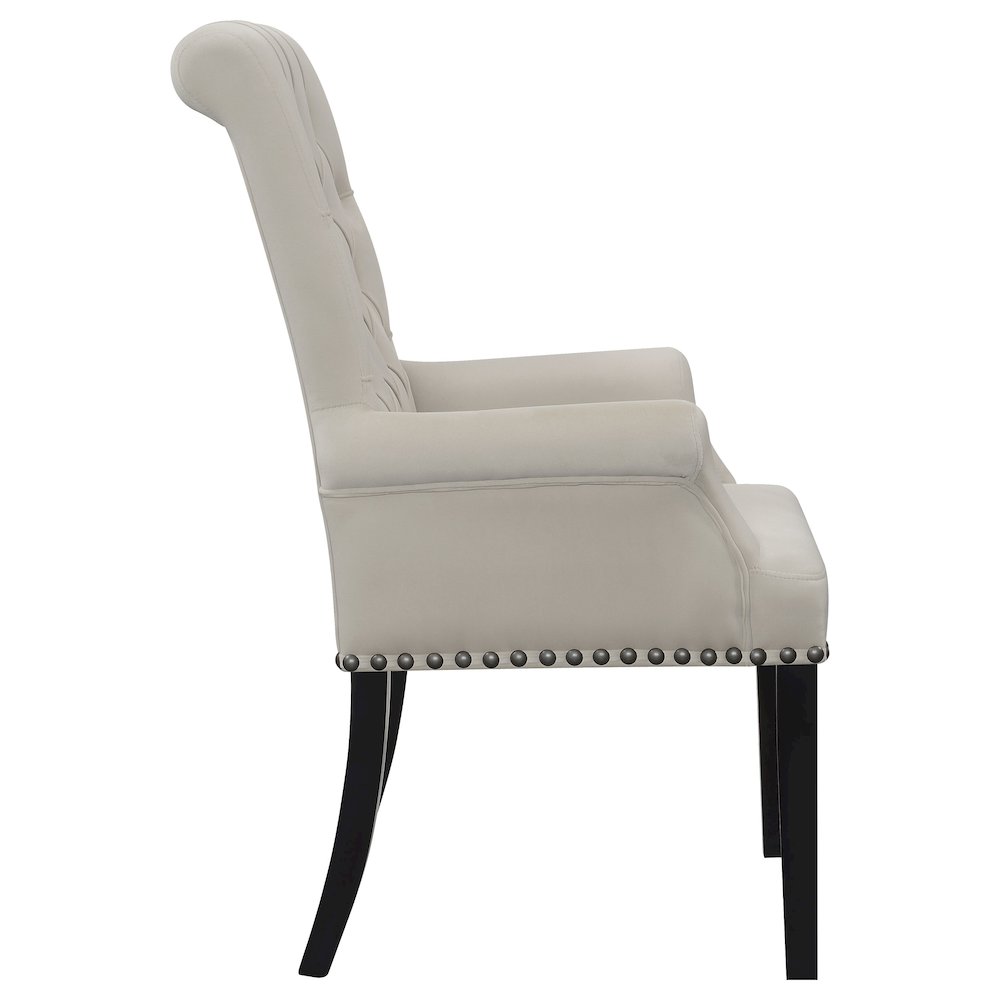Alana Velvet Upholstered Dining Arm Chair Sand. Picture 8