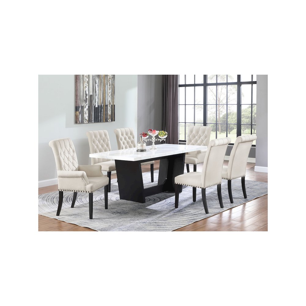 Alana Velvet Upholstered Dining Arm Chair Sand. Picture 11