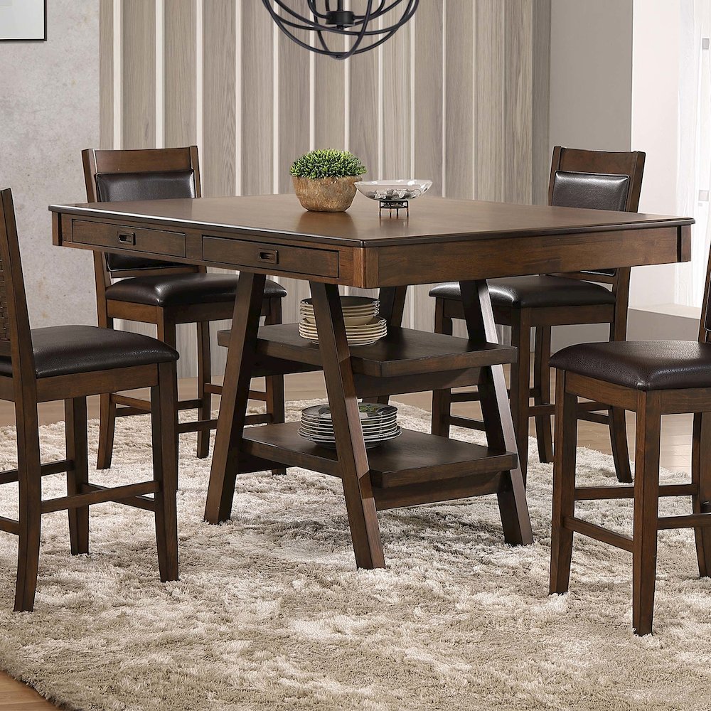 Dewey Rectangular 60-inch Counter Height Dining Table Walnut. Picture 7