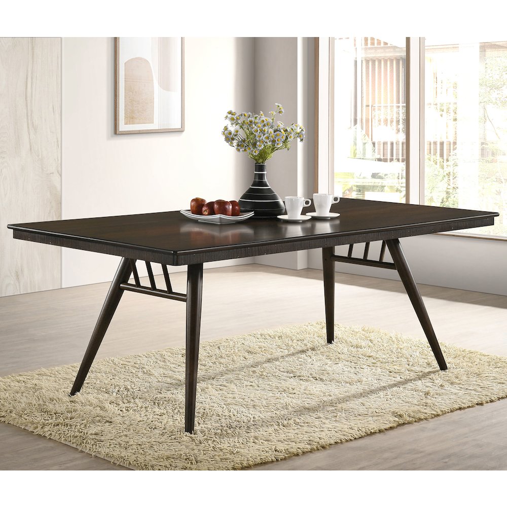 Wes Rectangular 80-inch Wood Dining Table Dark Walnut. Picture 5