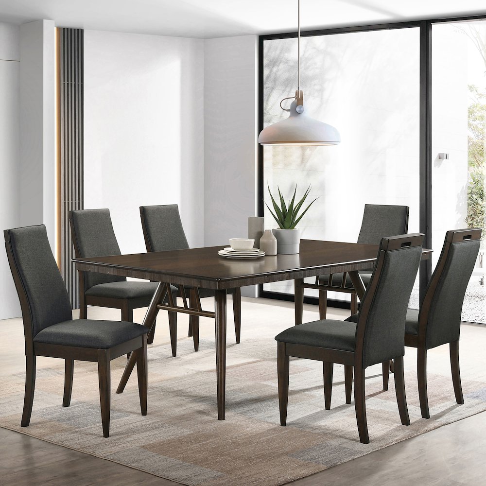 Wes Rectangular 80-inch Wood Dining Table Dark Walnut. Picture 7