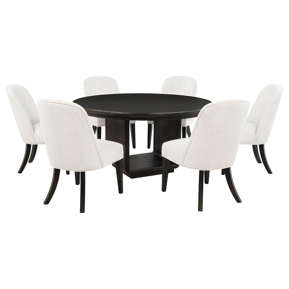 Leandro 7-piece Round Dining Table Set Burnished Black. Picture 1