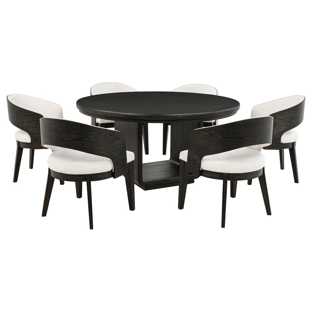 Leandro 7-piece Round Dining Table Set Burnished Black. Picture 1