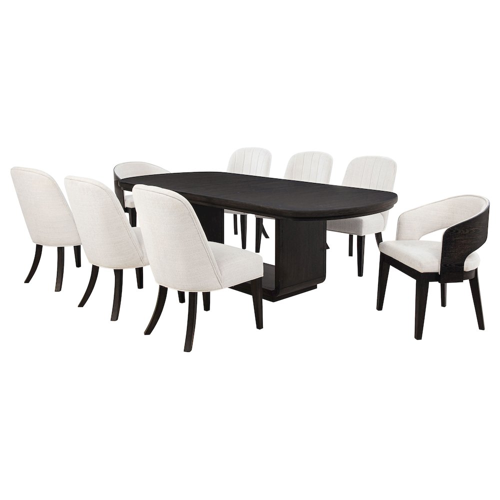Leandro 7-piece Rectangular Dining Table Set Burnished Black. Picture 1