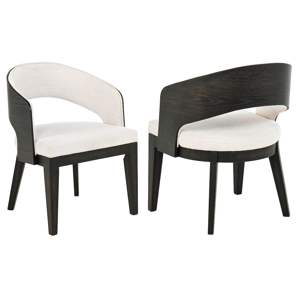 Leandro Upholstered Dining Arm Chair Cream (Set of 2). Picture 1